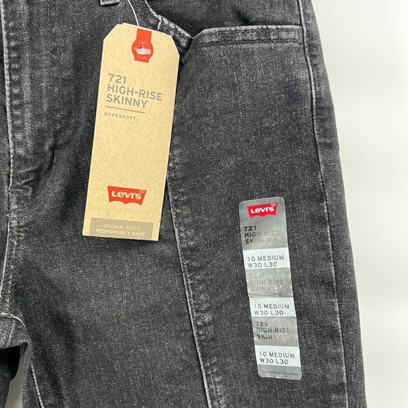 Levi’s 721 high rise skinny black jeans spilt ankle size 10 womens - Picture 6 of 10